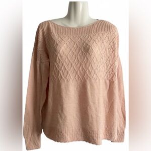Garnet Hill Soft Pink Diamond Knit Sweater